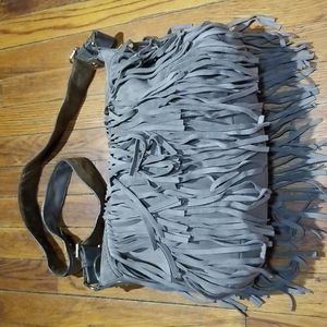 Gap shoulder bag suede with tassels , taupe